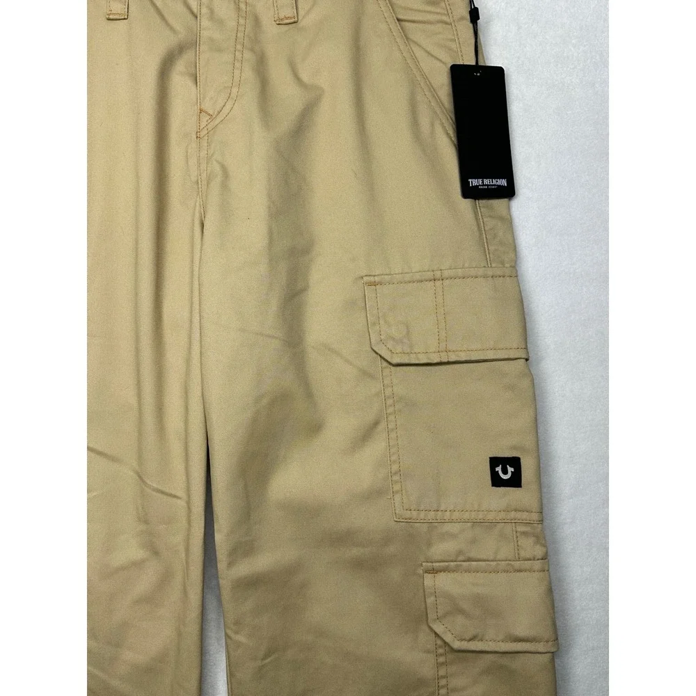 True Religion Mens Cargo Pants Tan Logo Pockets Utility Style‎